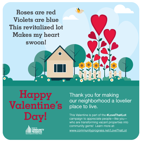 Revitalization Projects Receive Public Displays of Affection for Valentine’s Day (Press Release)