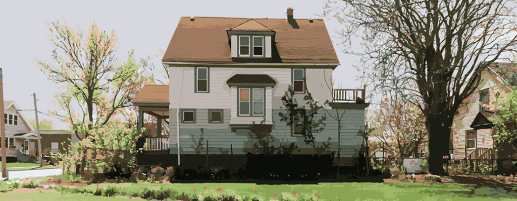 A painterly rendered image of a revitalized house.