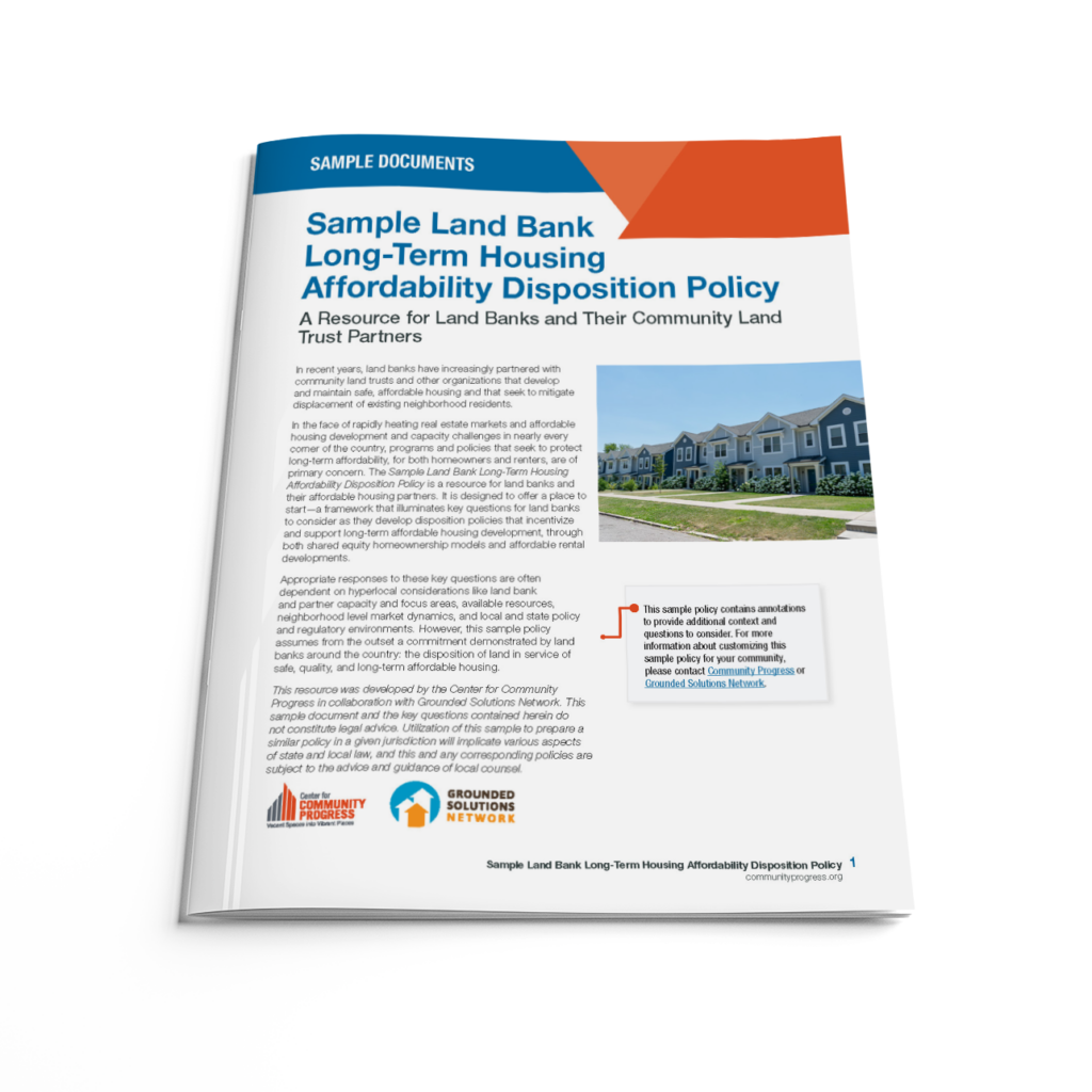 Sample Land Bank Long-Term Housing Affordability Disposition Policy