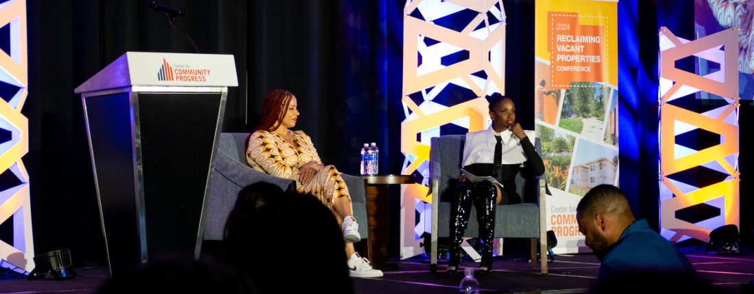 Kat Guillaume-Delemar and Nikole Hannah-Jones on stage at the 2024 RVP Conference