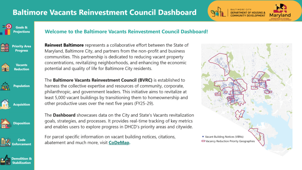 Screenshot of public BVRC Council Dashboard on PowerBI.