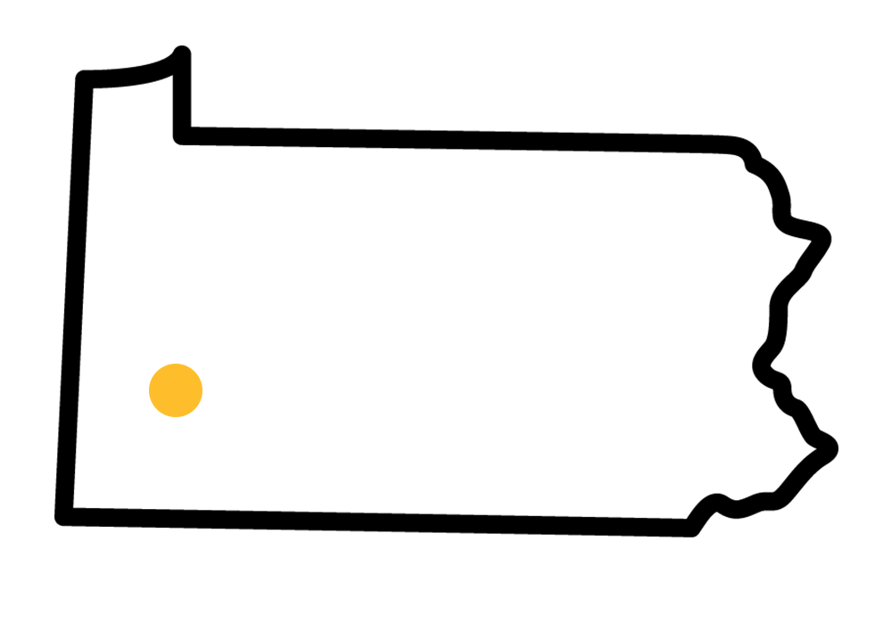 Outline of the state of New York, with a yellow dot on Rochester.